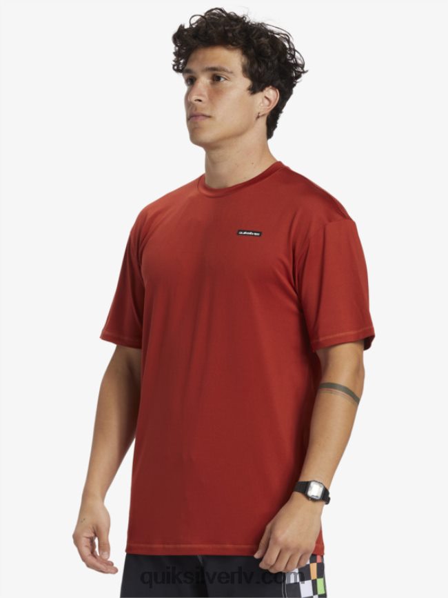 vīriešiem Quiksilver omni session upf 50 sērfošanas triko ar īsām piedurknēm sarkanais okers 88064R539