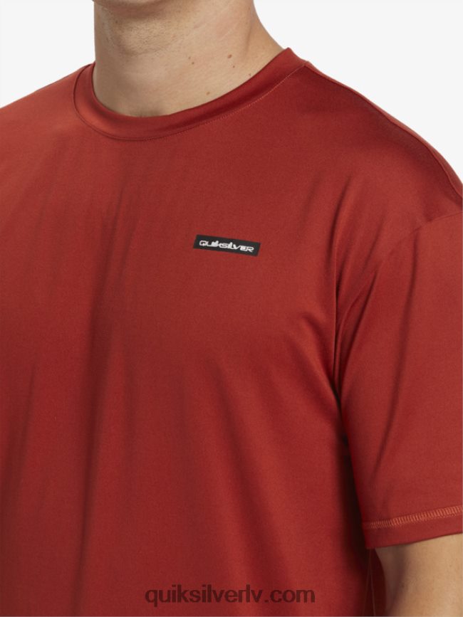 vīriešiem Quiksilver omni session upf 50 sērfošanas triko ar īsām piedurknēm sarkanais okers 88064R539