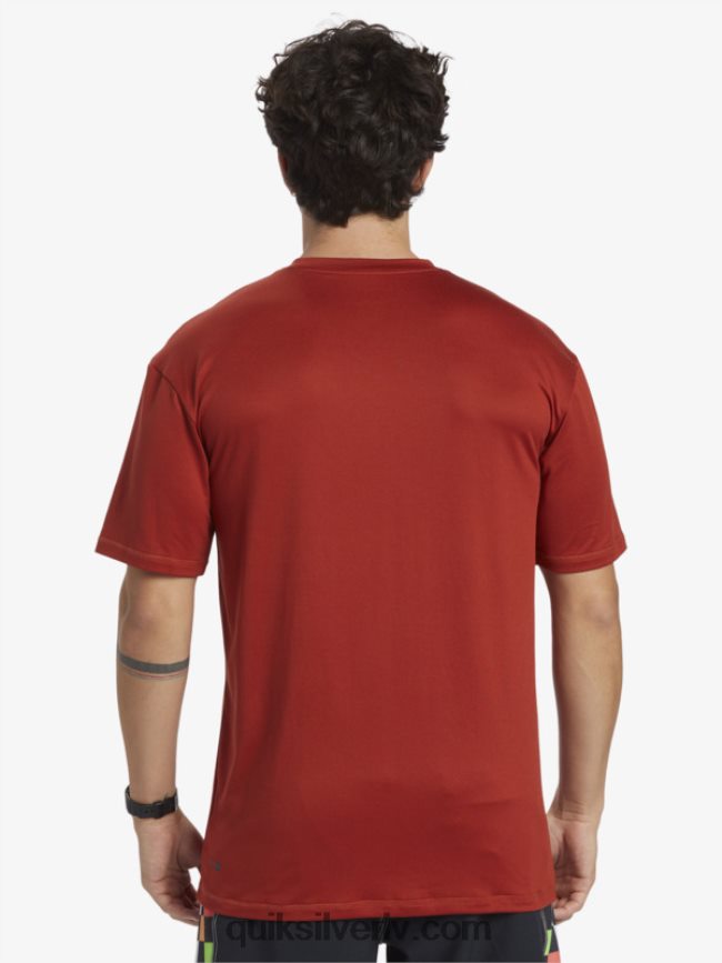 vīriešiem Quiksilver omni session upf 50 sērfošanas triko ar īsām piedurknēm sarkanais okers 88064R539