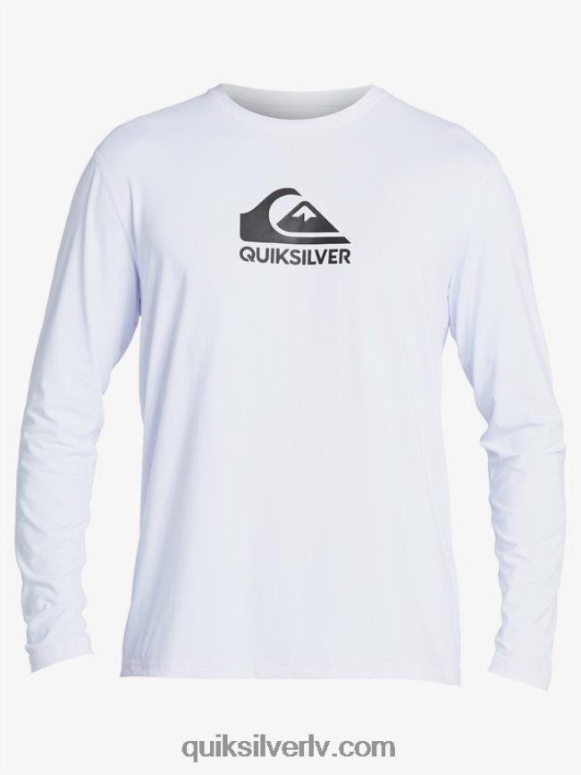 vīriešiem Quiksilver solid streak upf 50 sērfošanas t-krekls ar garām piedurknēm balts 88064R1583