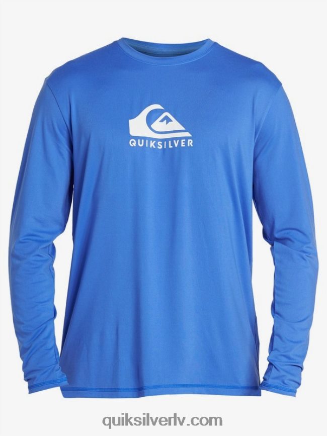 vīriešiem Quiksilver solid streak upf 50 sērfošanas t-krekls ar garām piedurknēm žilbinoši zils 88064R1584