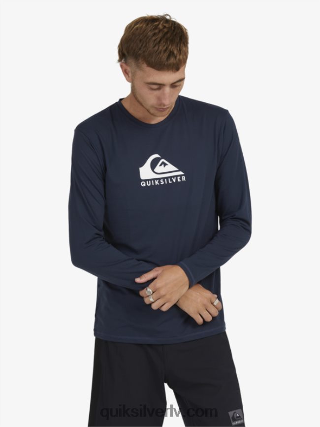 vīriešiem Quiksilver solid streak upf 50 sērfošanas t-krekls ar garām piedurknēm jūras žakete 88064R1582