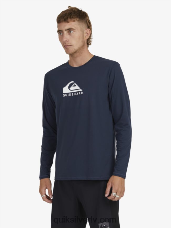 vīriešiem Quiksilver solid streak upf 50 sērfošanas t-krekls ar garām piedurknēm jūras žakete 88064R1582