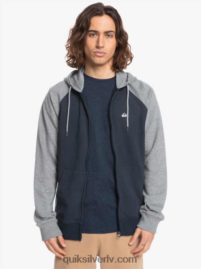 vīriešiem Quiksilver Essentials kapuci ar rāvējslēdzēju gaiši pelēks viršu/melns 88064R1514