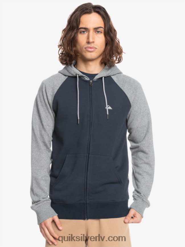 vīriešiem Quiksilver Essentials kapuci ar rāvējslēdzēju gaiši pelēks viršu/melns 88064R1514