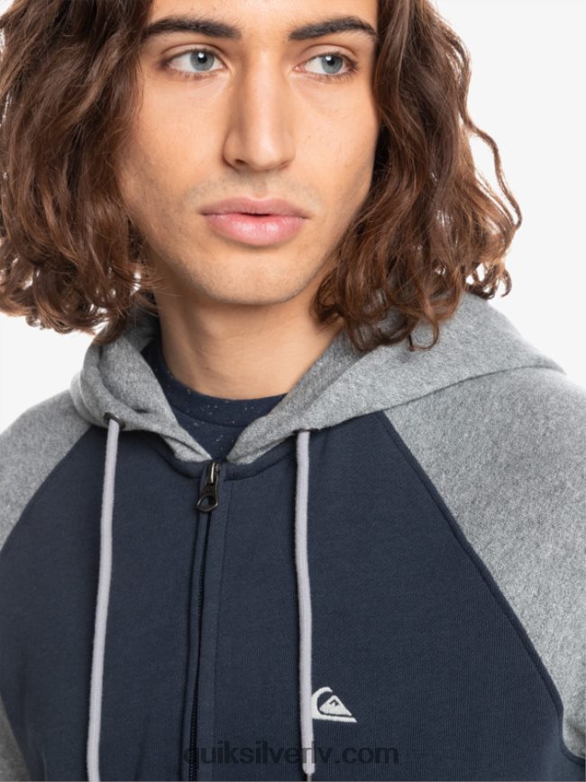 vīriešiem Quiksilver Essentials kapuci ar rāvējslēdzēju gaiši pelēks viršu/melns 88064R1514