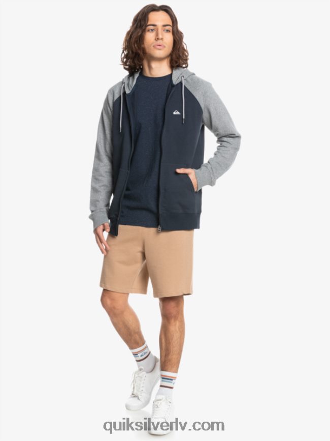 vīriešiem Quiksilver Essentials kapuci ar rāvējslēdzēju gaiši pelēks viršu/melns 88064R1514