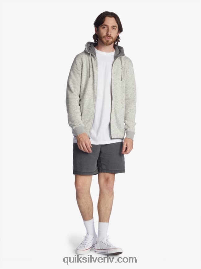vīriešiem Quiksilver Keller kapuci ar rāvējslēdzēju gaiši pelēki virši 88064R1479