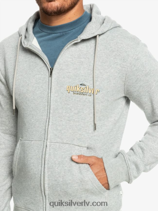 vīriešiem Quiksilver ar rāvējslēdzēju aizvelkamu kapuci gaiši pelēki virši 88064R1148