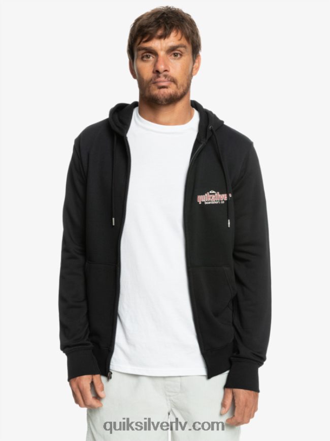 vīriešiem Quiksilver ar rāvējslēdzēju aizvelkamu kapuci melns 88064R1149