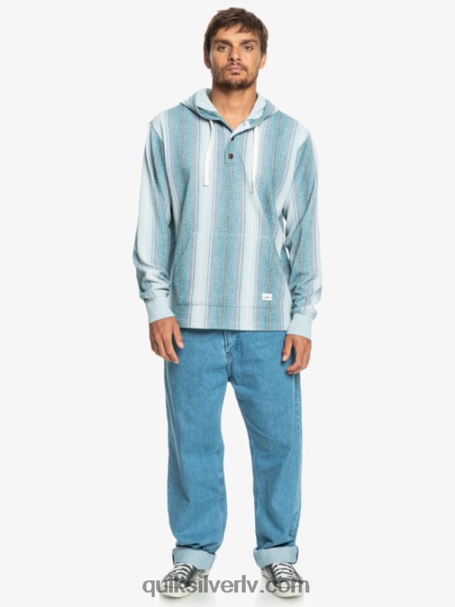 vīriešiem Quiksilver baja henley kapuci Marokas zilā baja svītra 88064R1098