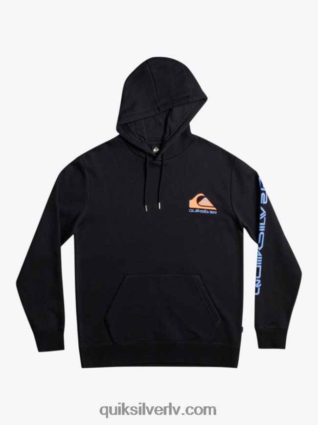 vīriešiem Quiksilver omni logo kapuces flīsa top pulovers melns 88064R1032