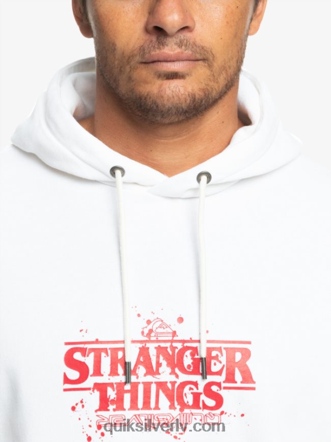 vīriešiem Quiksilver x Stranger lietas oficiālā logotipa kapuci balts 88064R1807
