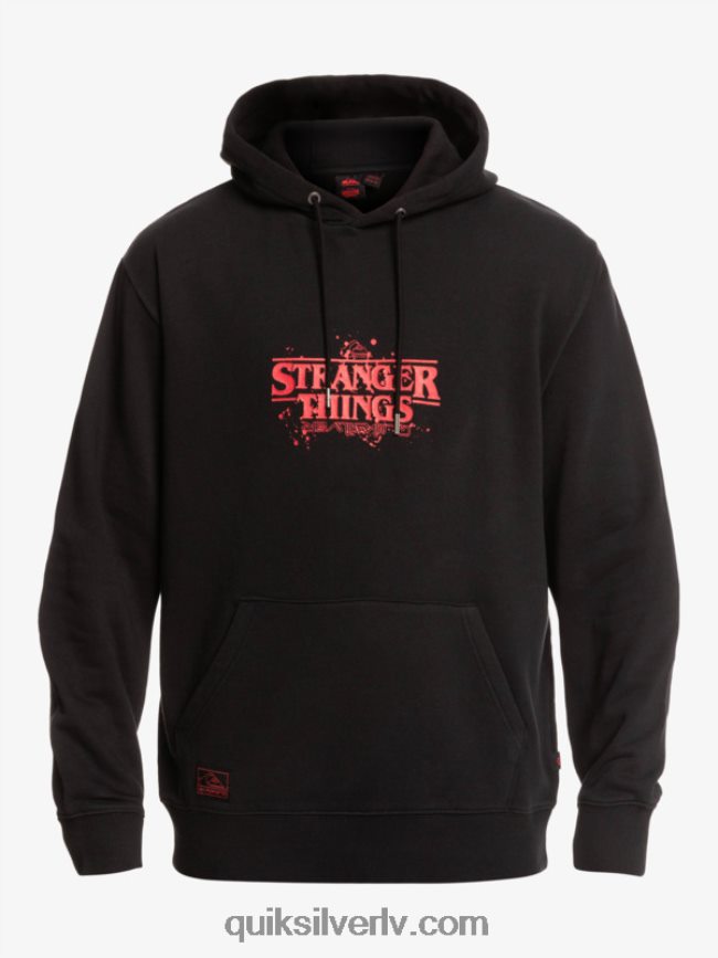 vīriešiem Quiksilver x Stranger lietas oficiālā logotipa kapuci melns 88064R1806