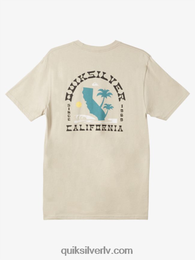 vīriešiem Quiksilver Kalifornijas ikoniskais rietumu t-krekls plaza taupe 88064R1228
