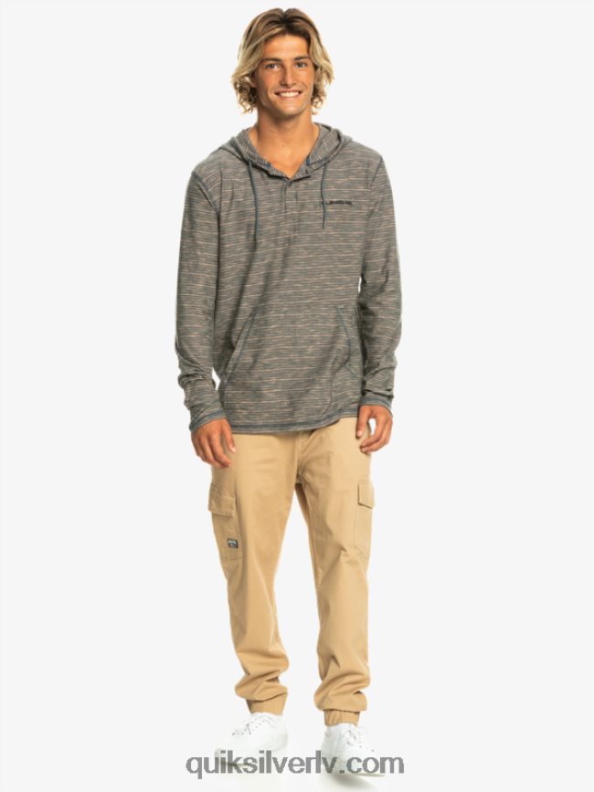 vīriešiem Quiksilver Kentin t-krekls ar kapuci ar garām piedurknēm tumšā šīfera kentīns 88064R1353