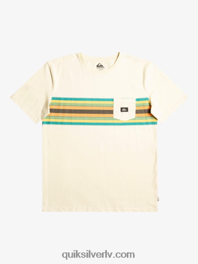 vīriešiem Quiksilver Surfadelica svītru kabatas t-krekls bērzs 88064R1065