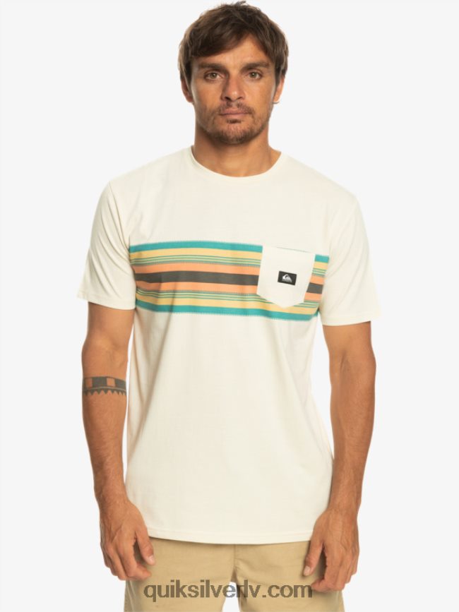 vīriešiem Quiksilver Surfadelica svītru kabatas t-krekls bērzs 88064R1065