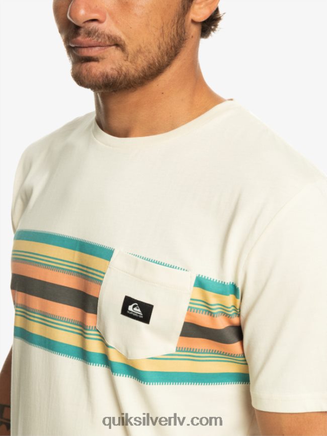 vīriešiem Quiksilver Surfadelica svītru kabatas t-krekls bērzs 88064R1065