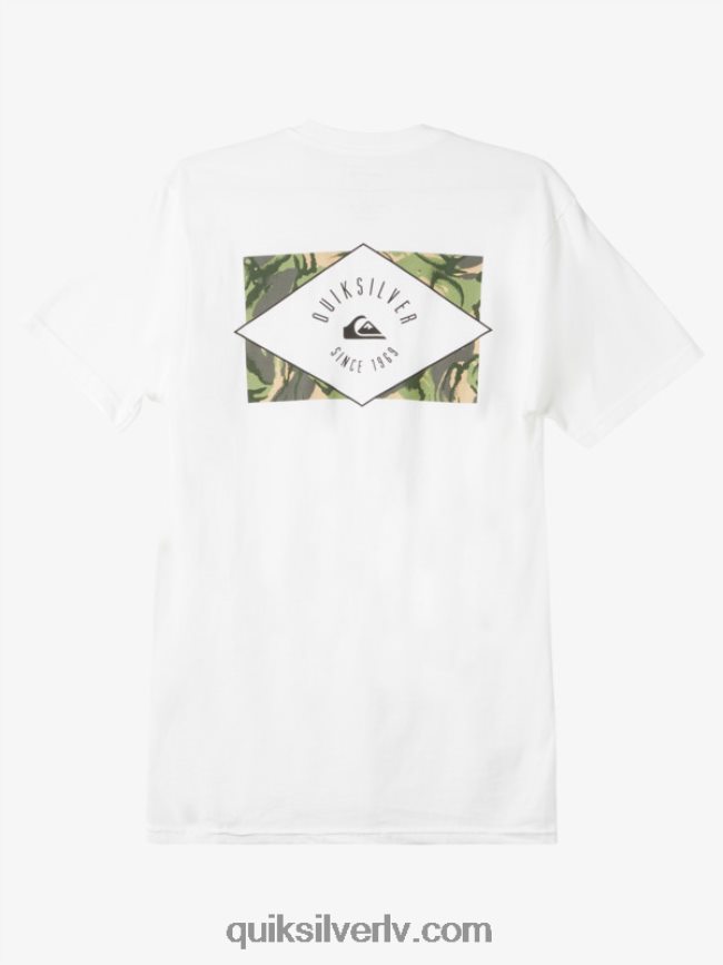 vīriešiem Quiksilver T-krekls ar apli apvilktu līniju balts 88064R1119