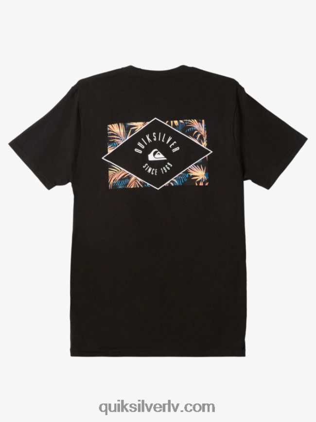 vīriešiem Quiksilver T-krekls ar apli apvilktu līniju melns 88064R1118