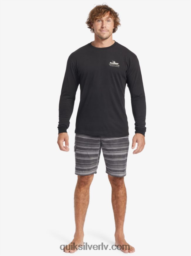 vīriešiem Quiksilver Waterman power trip t-krekls ar garām piedurknēm melns 88064R62