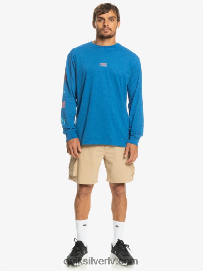 vīriešiem Quiksilver dabas fragments t-krekls ar garām piedurknēm snorkel zils 88064R1038