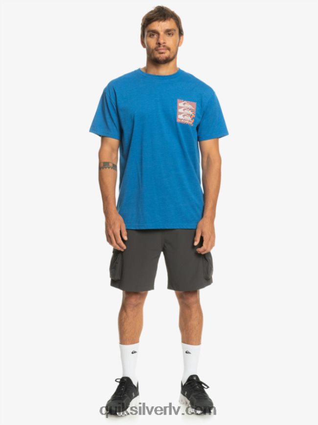 vīriešiem Quiksilver deformētu rakstu t-krekls snorkel zils 88064R1015