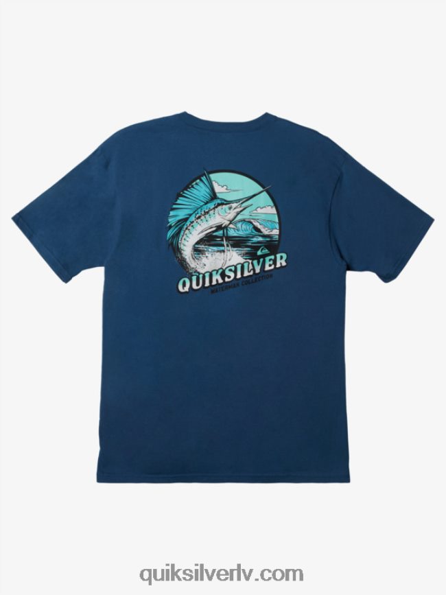 vīriešiem Quiksilver ūdensvīra t-krekls ar spurām praporščiks zils 88064R1046