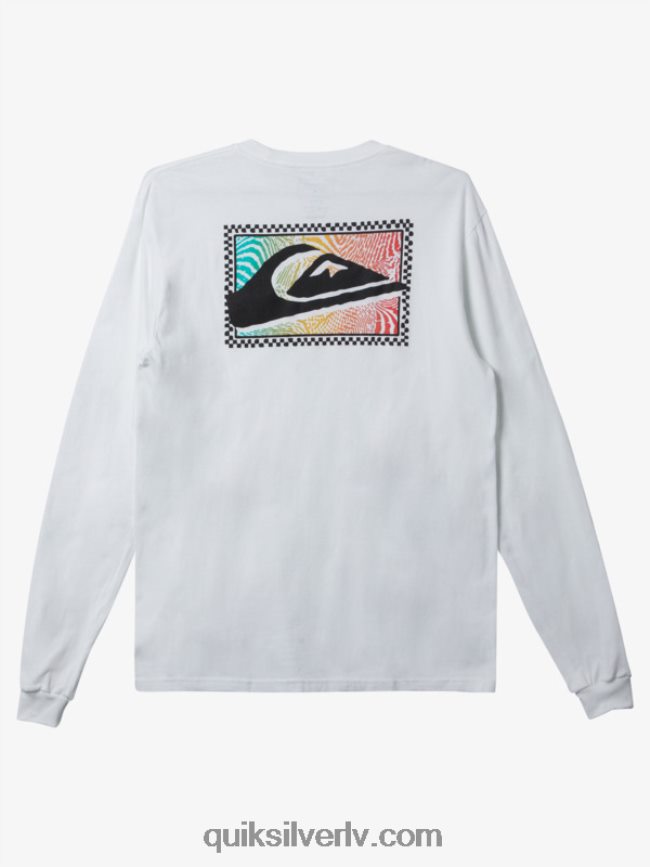 vīriešiem Quiksilver gradientu apdrukas t-krekls ar garām piedurknēm balts 88064R437