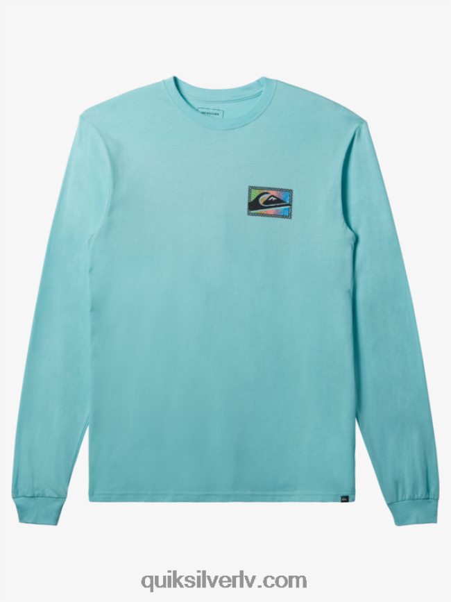 vīriešiem Quiksilver gradientu apdrukas t-krekls ar garām piedurknēm eņģelis zils 88064R436