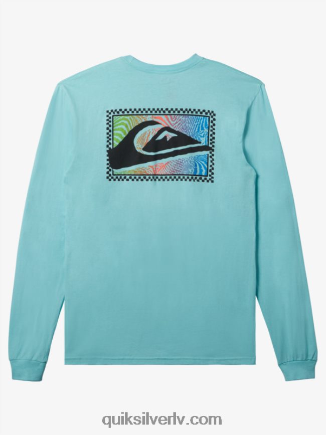 vīriešiem Quiksilver gradientu apdrukas t-krekls ar garām piedurknēm eņģelis zils 88064R436