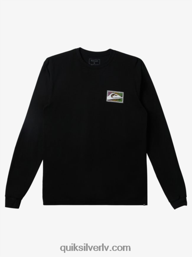 vīriešiem Quiksilver gradientu apdrukas t-krekls ar garām piedurknēm melns 88064R435