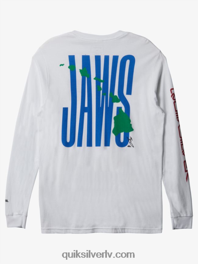 vīriešiem Quiksilver jaws big wave challenge ls t-krekls balts 88064R1425