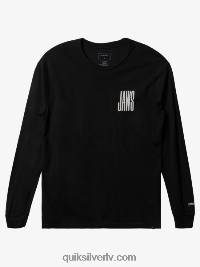vīriešiem Quiksilver jaws big wave challenge ls t-krekls melns 88064R1426