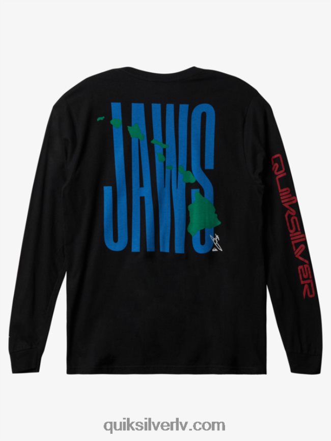 vīriešiem Quiksilver jaws big wave challenge ls t-krekls melns 88064R1426