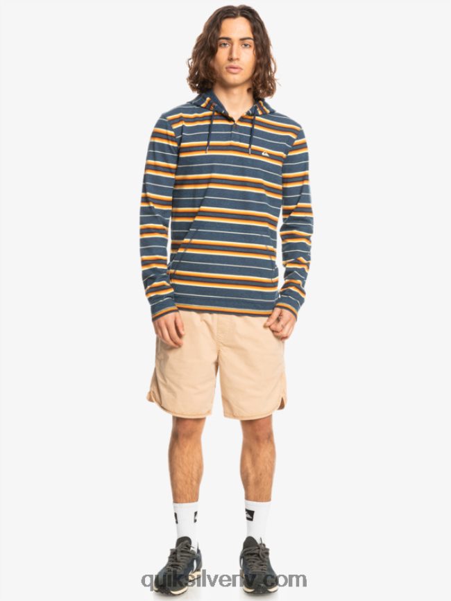 vīriešiem Quiksilver pēdējā iespēja t-krekls ar kapuci garām piedurknēm zīmotnes pēdējās iespējas svītra 88064R1862
