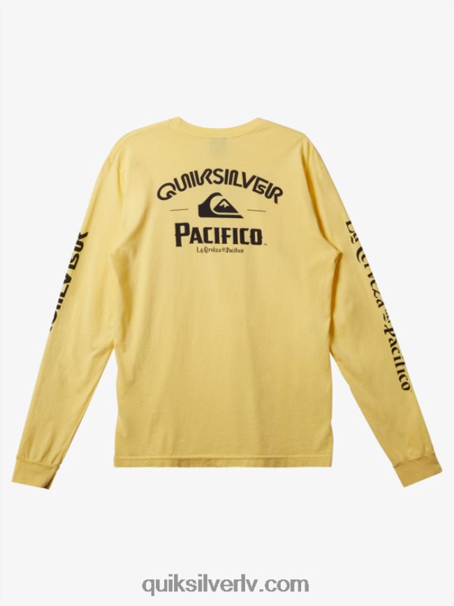 vīriešiem Quiksilver x Pacifico taisns šāvēja t-krekls ar garām piedurknēm zelts 88064R5