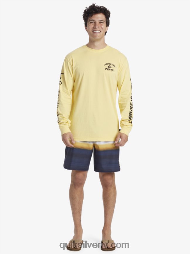 vīriešiem Quiksilver x Pacifico taisns šāvēja t-krekls ar garām piedurknēm zelts 88064R5
