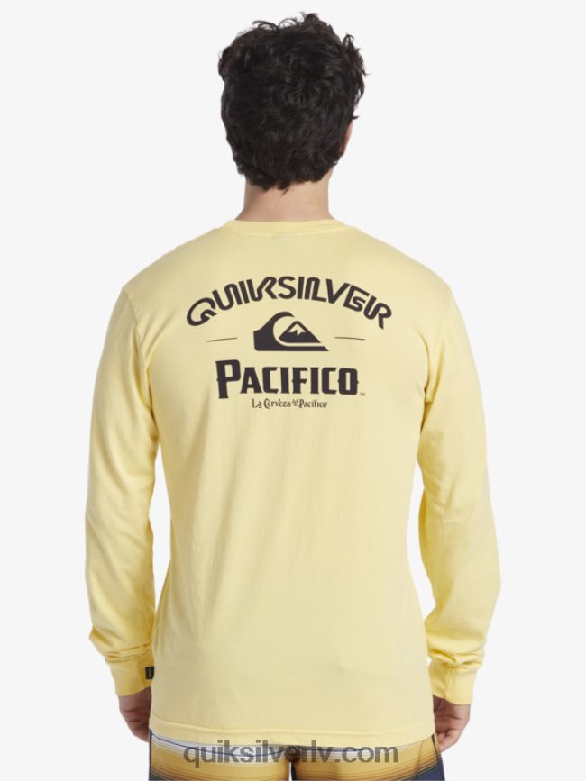vīriešiem Quiksilver x Pacifico taisns šāvēja t-krekls ar garām piedurknēm zelts 88064R5