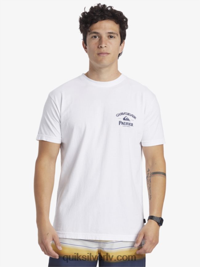 vīriešiem Quiksilver x Pacifico taisns šāvēja t-krekls balts 88064R7