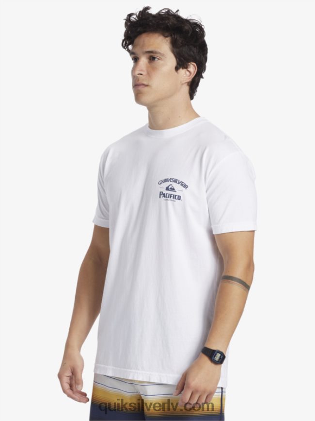 vīriešiem Quiksilver x Pacifico taisns šāvēja t-krekls balts 88064R7