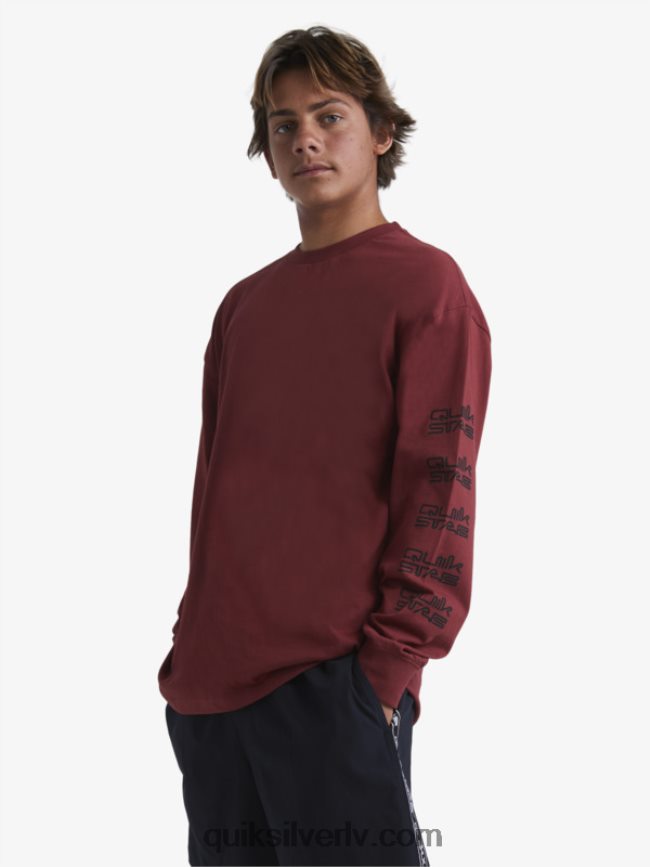 vīriešiem Quiksilver x Stab organisks t-krekls ar garām piedurknēm rubīna vīns 88064R1844