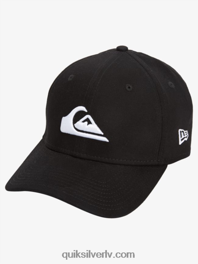 vīriešiem Quiksilver kalnu un viļņu elastīga cepure melns balts 88064R1679