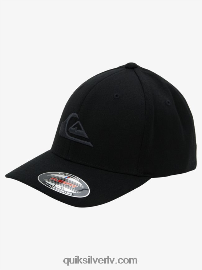 vīriešiem Quiksilver kalnu un viļņu flexfit cepure melns 88064R1434