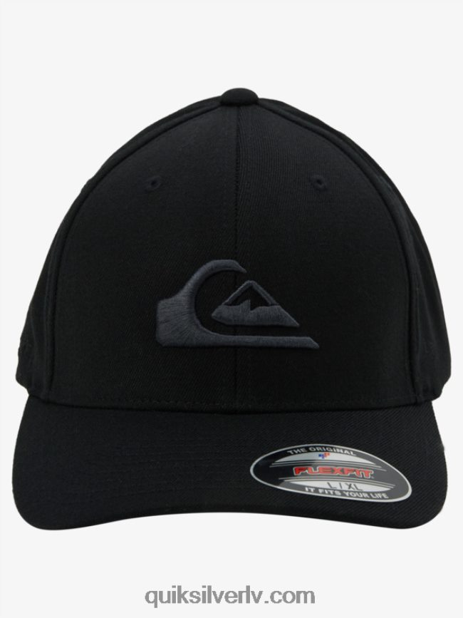 vīriešiem Quiksilver kalnu un viļņu flexfit cepure melns 88064R1434