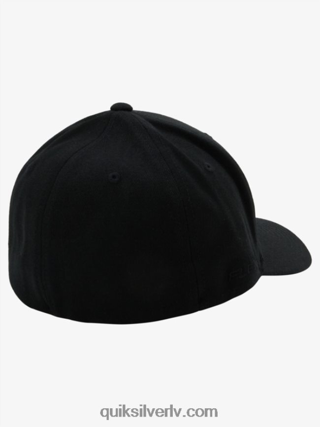 vīriešiem Quiksilver kalnu un viļņu flexfit cepure melns balts 88064R1435