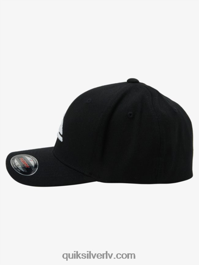 vīriešiem Quiksilver kalnu un viļņu flexfit cepure melns balts 88064R1435