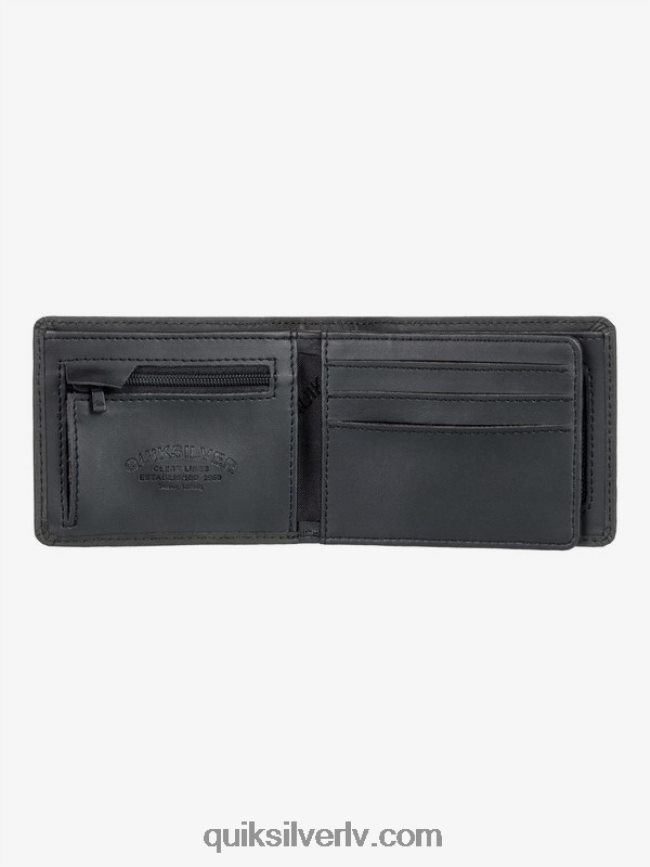 vīriešiem Quiksilver mac trīskāršais ādas maks melns 88064R1221