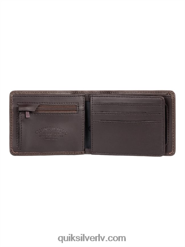 vīriešiem Quiksilver mac trīskāršais ādas maks šokolādes brūns 88064R1222
